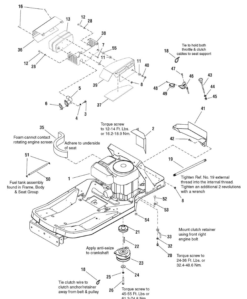 Engine Group - 20hp (7501711) Diagram and Parts List for 7800629-E20M42 2010 Briggs and Stratton Lawn Tractor Accessories